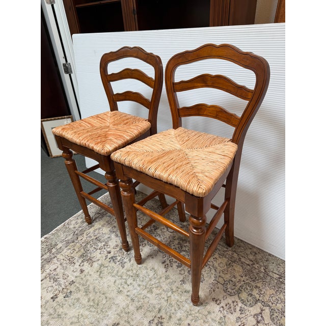 French Provincial Ballard Designs Avignon Bar Stools, Pair For Sale - Image 3 of 12