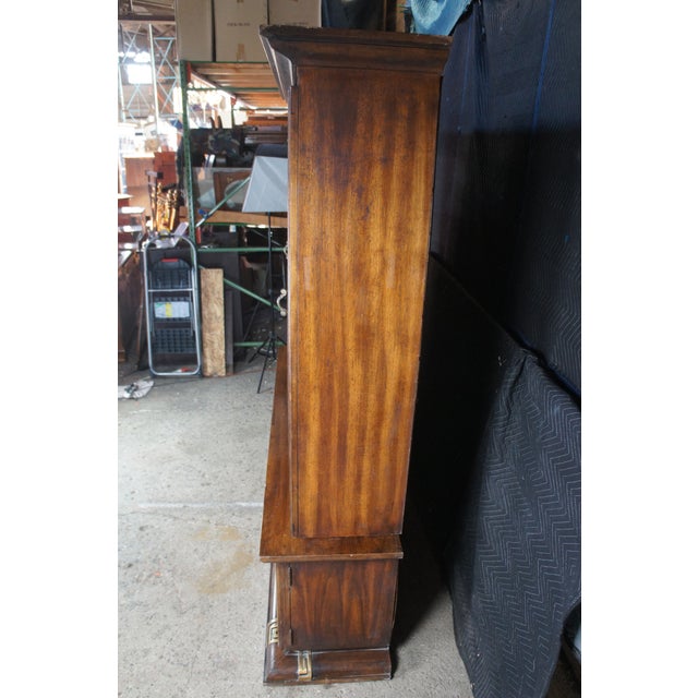 1970s Oak Chinese Chinoiserie Shou Ming Style China Display Cabinet Credenza 84" For Sale - Image 14 of 16