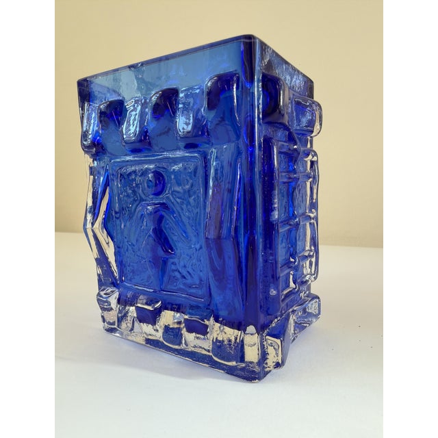 Cobalt Blue Pressed Glass Vase by Josef Schott for Smålandshyttan, Sweden, 1960s For Sale - Image 15 of 18