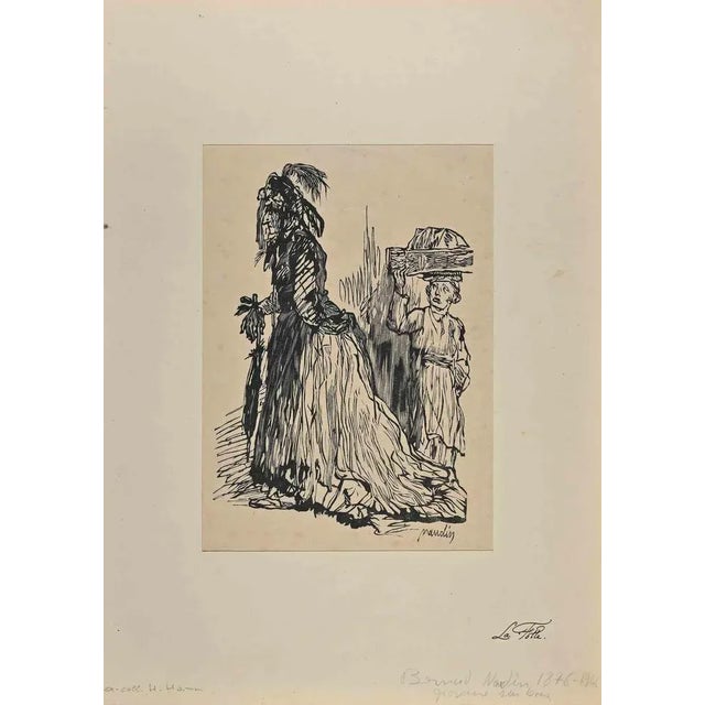 Bernard Naudin, Two Figures, Woodcut Print, Early 20th-Century For Sale - Image 3 of 3