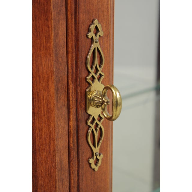 Pair Jasper Cherry 1 Door Glass Curio Display Cabinets For Sale - Image 15 of 18