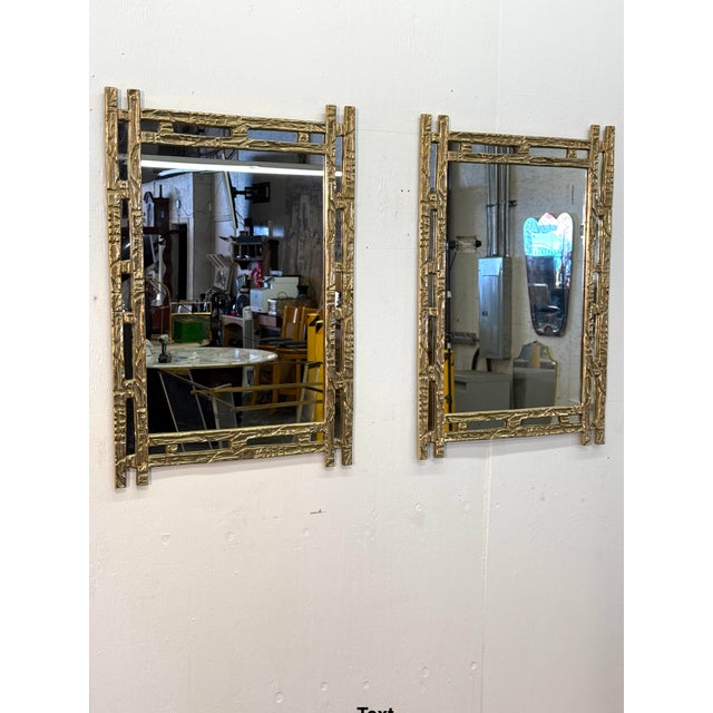 Modern Angelo Brotto Sculptural Brass Mirror, Italy, 1970s For Sale - Image 3 of 8