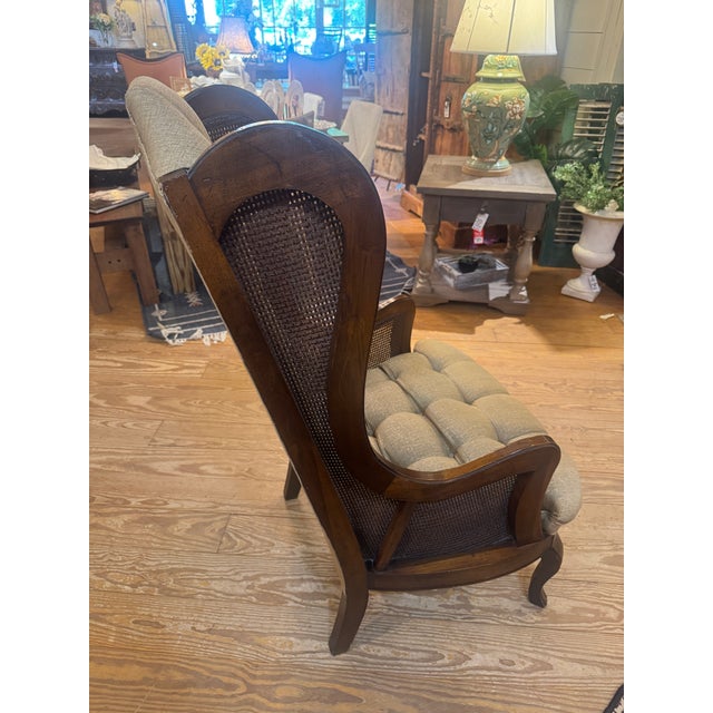 Gold Vintage MCM Lewittes Cane Wingback For Sale - Image 8 of 12