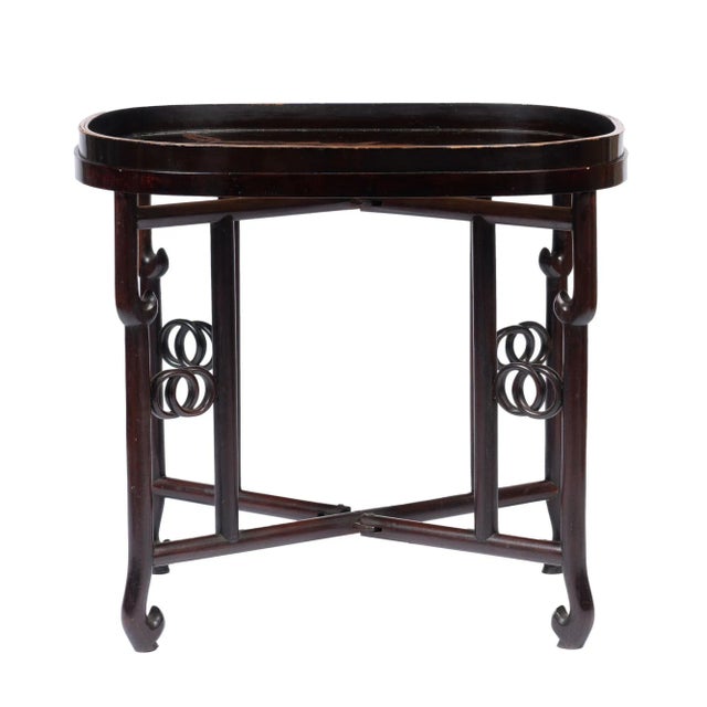 Japanese Maki-E Lacquered Oval Wood Tray on Stand, 1850-1900 For Sale - Image 9 of 13