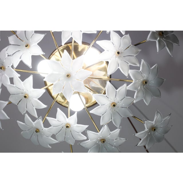 1970s Wonderful Murano Ceiling Light White Flowers For Sale - Image 14 of 15
