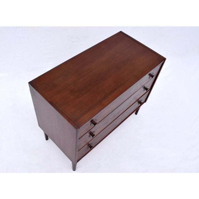 Brown Mid Century Walnut Three Drawer Bachelors Chest by Jack Cartwright For Sale - Image 8 of 11