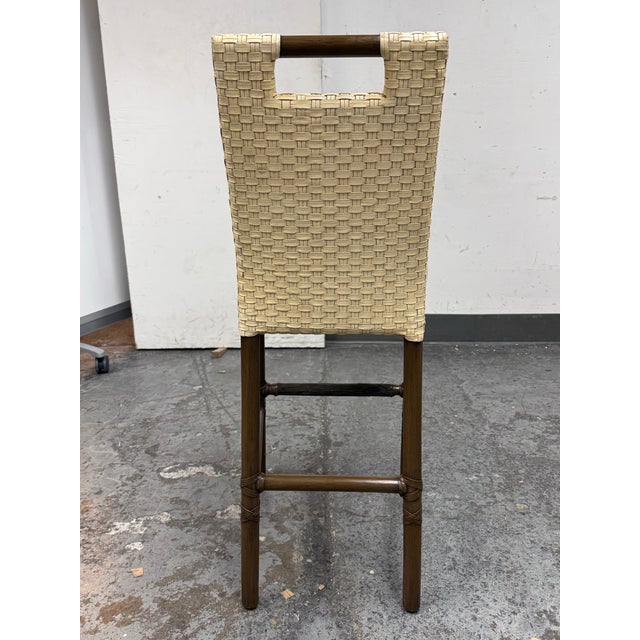 2000 - 2009 Thomas Pheasant for McGuire Woven Leather Barstool For Sale - Image 5 of 12