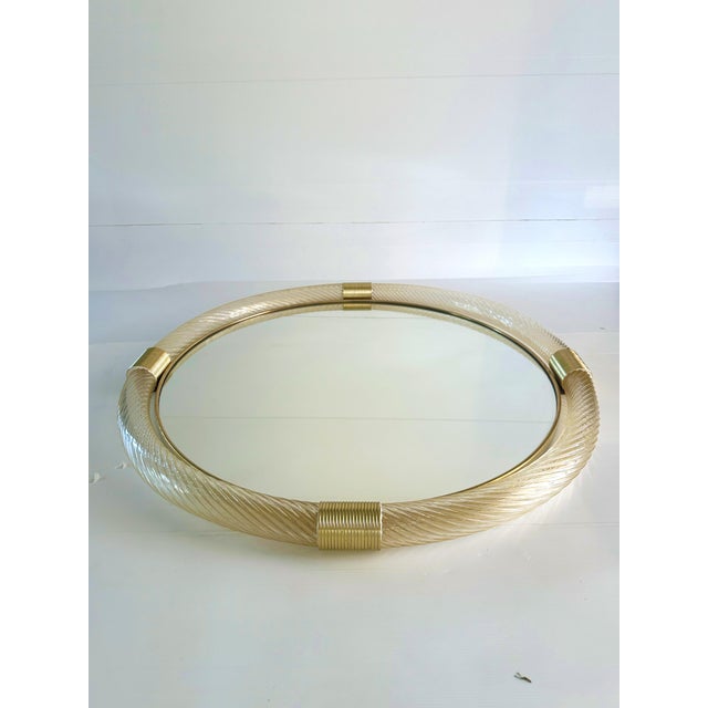 Gold Luxury Round “Torciglione” Gold Murano Glass Wall Mirror in Barovier Style For Sale - Image 8 of 9