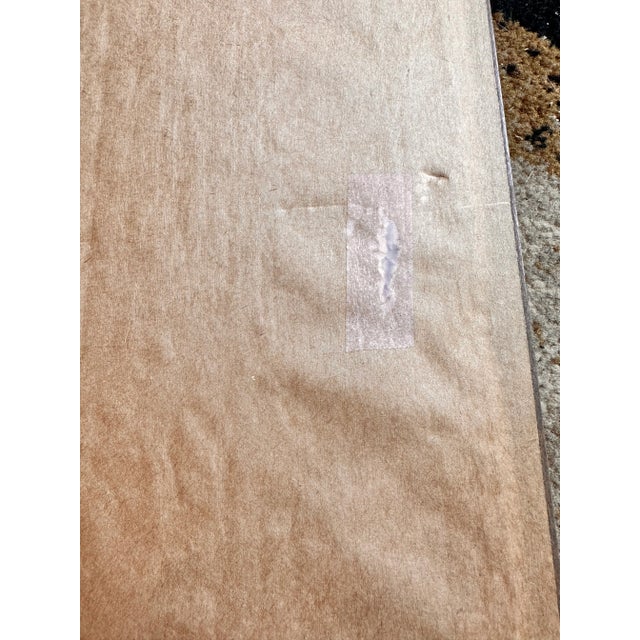 Blue Vintage 1978 Japan Bird Painting on Silk Faux Bamboo Frame For Sale - Image 8 of 10