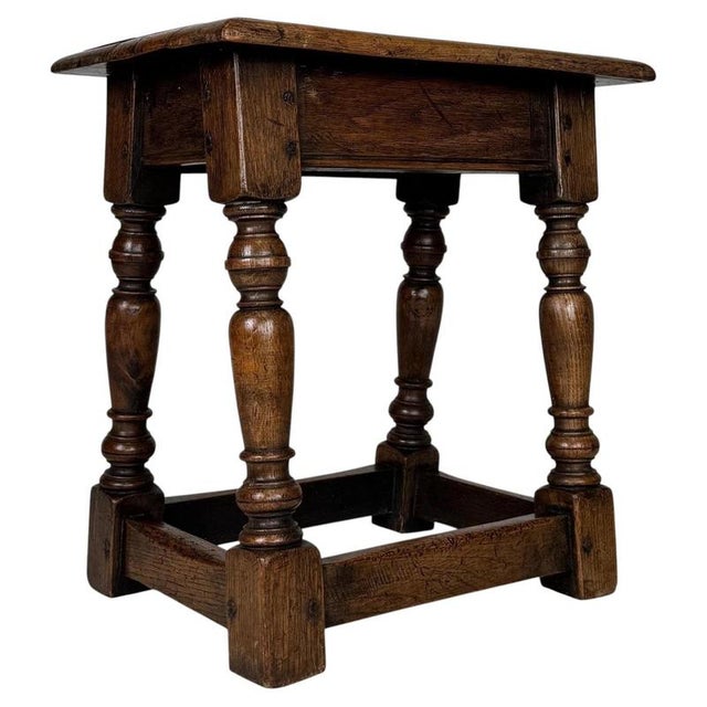 19th Century Antique English Joined Oak Stool For Sale - Image 11 of 11
