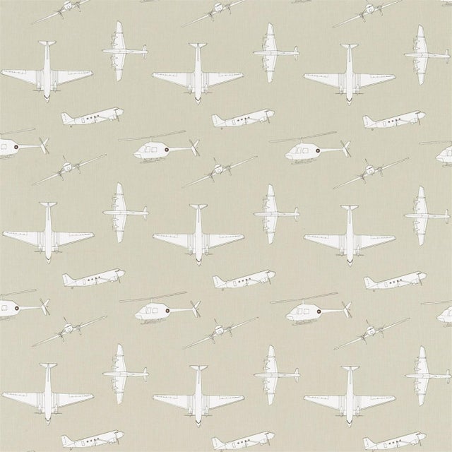 Harlequin Chocks Away Fabric in Stone - a Sample For Sale
