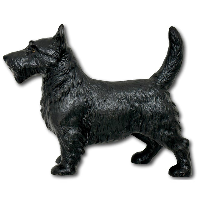 Hubley Manufacturing Company Very Nice Vintage Hubley Manufacturing Co. Cast Iron Standing Scottish Terrier - Scottie Dog Doorstop - Circa 1930s For Sale - Image 4 of 12