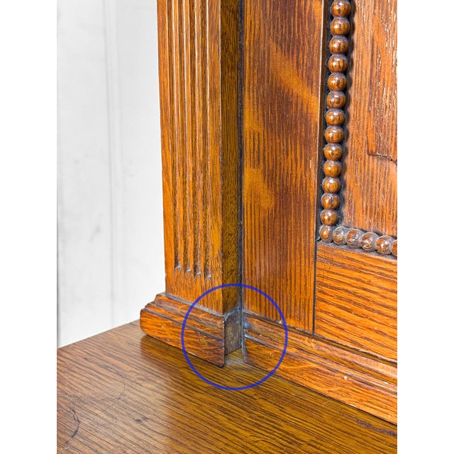 Wood Antique Edwardian Quartersawn Oak Mirrored Sideboard Buffer Server For Sale - Image 7 of 18