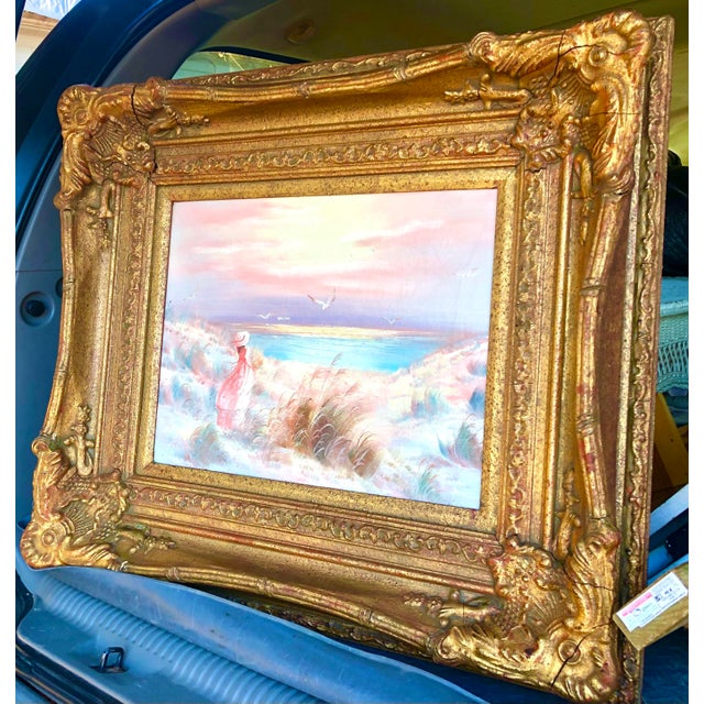 10424 LOUIS XV Art Frame Gold Gilt Later Period Artwork Heavy Solid Carved Wood Artwork Frame. The artwork appears to be...