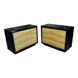 1960s Hollywood Regency Ebonized Bachelor's Chests Commodes - a Pair For Sale
