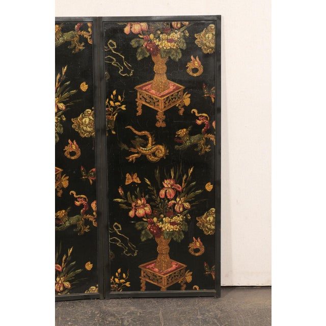 Mid 20th Century Floral Folding Screen, 4' Tall For Sale - Image 14 of 14
