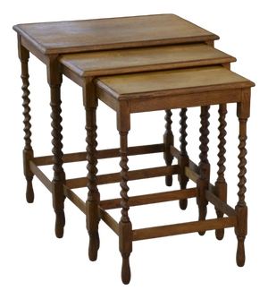 Rustic Oak Nesting Tables, 1950s, Set of 3