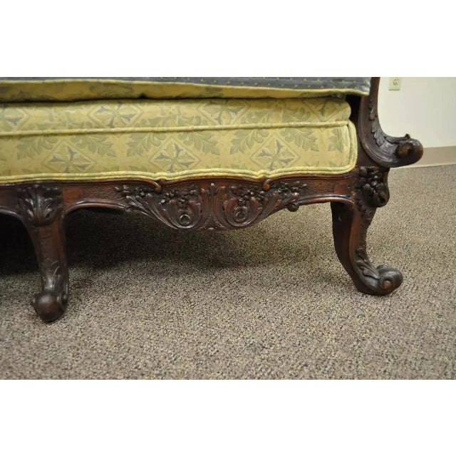 Antique 19th Century Georgian Style Rolled Arm Carved Mahogany Curved Frame Sofa For Sale In Philadelphia - Image 6 of 10
