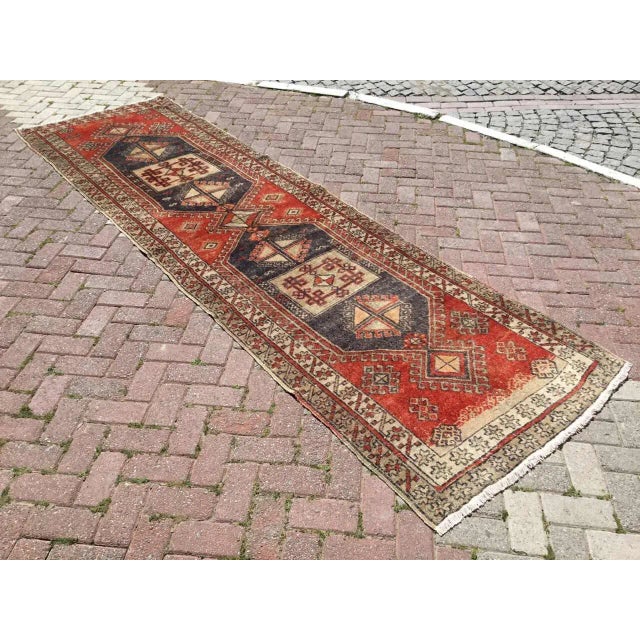 Red Vintage Turkish Rug Runner, 41" X 142" For Sale - Image 8 of 8