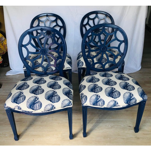 Blue Contemporary Dining Chairs Set of 4 Chairish