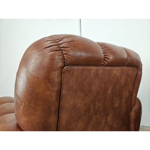 Vintage Italian Brown Leather Club Chairs, 1970s, Set of 2 For Sale - Image 14 of 17