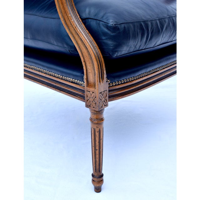 Louis Xvi Style Leather Fauteuil Chairs For Sale - Image 11 of 12