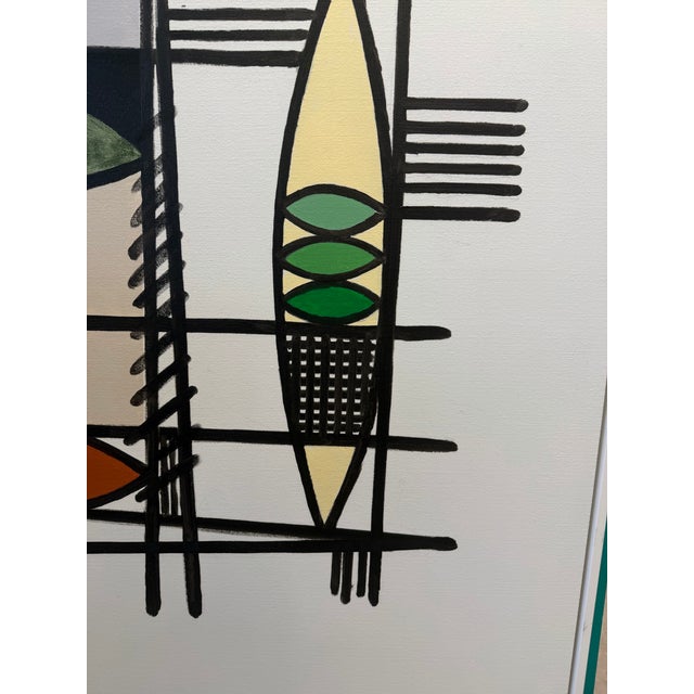 2020s French Artist Patrice Bertin Geometric Composition Oil on Canvas Framed, Signed and Dated For Sale - Image 5 of 9