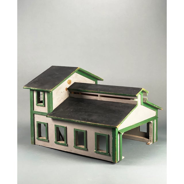 1930s Vintage 1939 "R. R. T. Terminal" Polychrome Wood Architectural Scale Model Folk Art Prop For Sale - Image 5 of 13