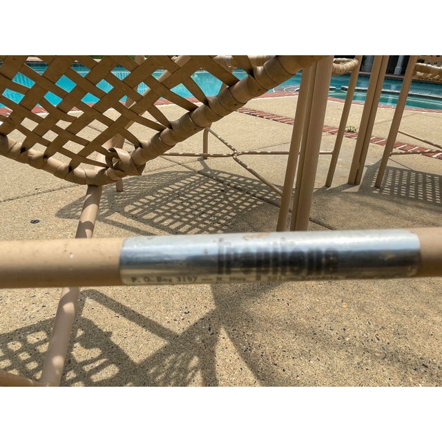 Mid-Century Modern Vintage Brown Jordan Tan Webbed Chairs & Table For Sale - Image 3 of 6