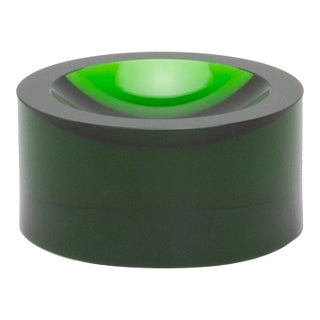Crystal Green Convex Bowl by Ka Glass For Sale