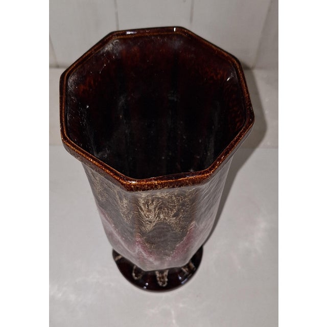 Vintage Purple-Brown Glazed Ceramic Vase from Bay-Keramik, 1970s For Sale - Image 3 of 5