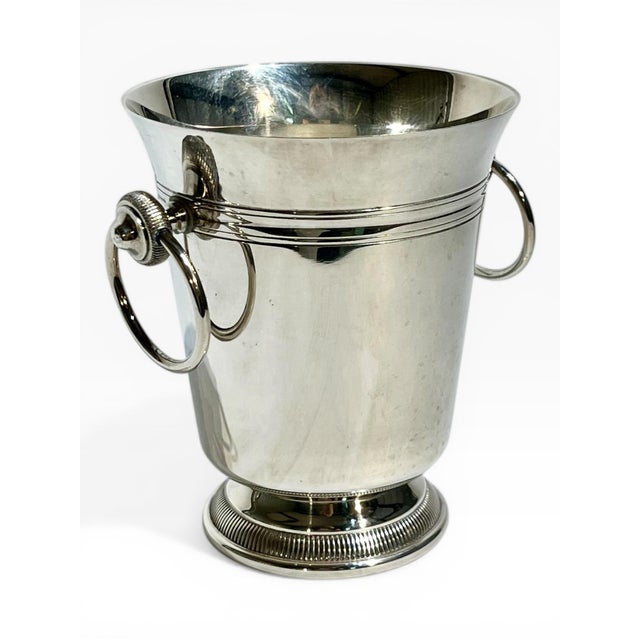 Ralph Lauren Vintage French Art Deco Silver Plate Ice Bucket With Ice Spoon For Sale - Image 4 of 14