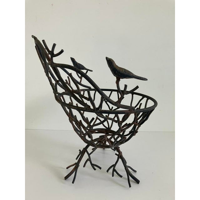Late 20th Century Vintage Wrought Iron Bird & Branch Basket For Sale - Image 5 of 8