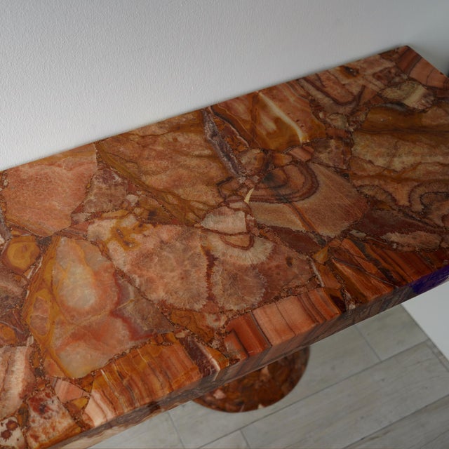 Wood Muller's of Mexico Onyx Double Pedestal Console Table, 1960s For Sale - Image 7 of 14