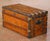 19th Century French Parisian Travel Trunk With Brass Hardware and Wood Slat Top For Sale - Image 11 of 13