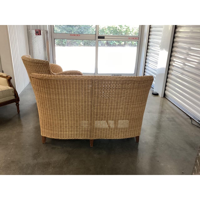 Coastal Chic Vintage Wicker Settee For Sale - Image 3 of 6