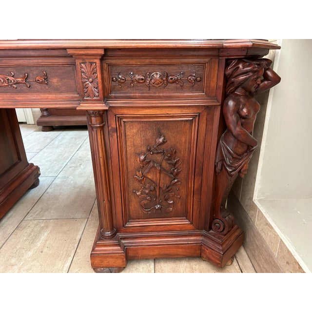 Antique Renaissance Revival Executive Desk For Sale - Image 10 of 10