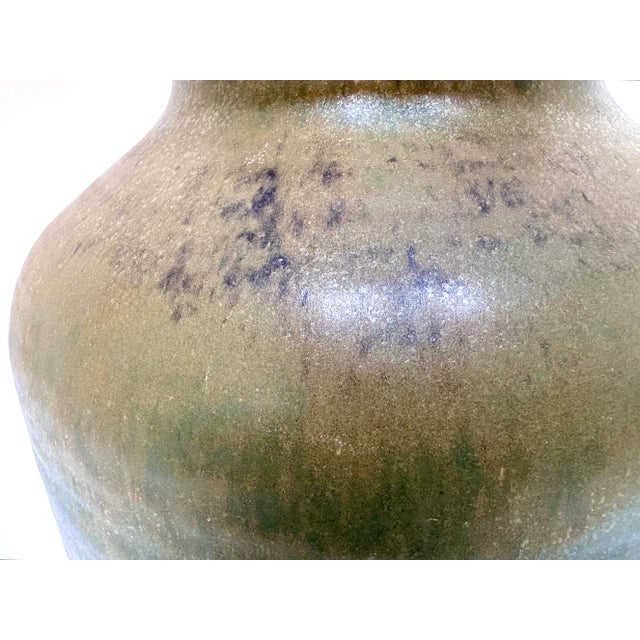 Green Large Studio Ceramic Art Floor Vase Signed by Unknown Artist, Germany, 1960s For Sale - Image 8 of 13