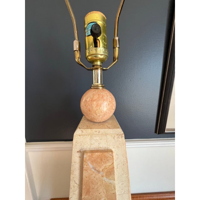 Stone Postmodern Tessellated Obelisk Lamp For Sale - Image 7 of 8