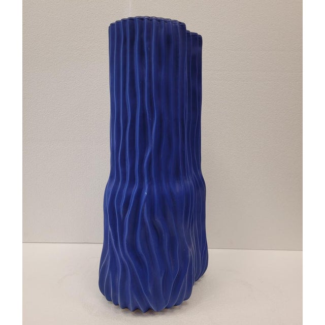 1970s Small Modern Blue Ceramic Vase in Blown Glass, Denmark, 1970s For Sale - Image 5 of 14