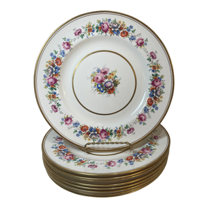 Vintage English Dinner Plates - Floral Porcelain - Johnson Brothers - Set of 9