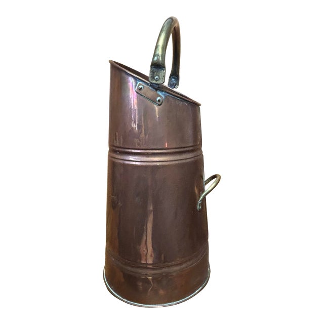 Antique English Copper and Brass Coal Scuttle For Sale