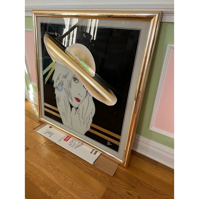 Vintage Postmodern 3D Golden Lady Portrait Brass Art For Sale - Image 10 of 12