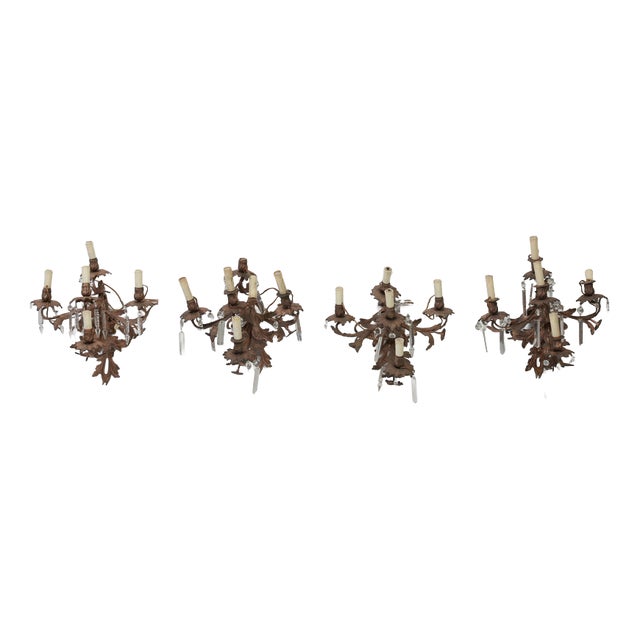 Napoleon III Glass Wall Sconces, Set of 4 For Sale
