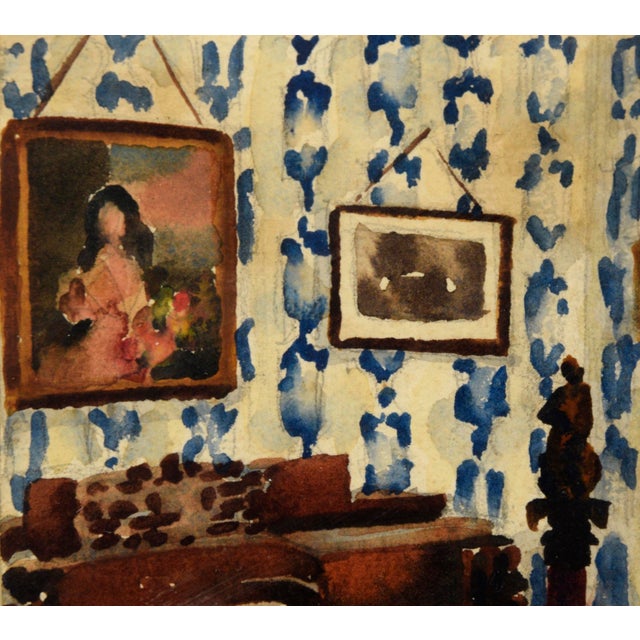 Pair of Interior Scenes of a Victorian Home - Watercolor on Heavy Paper by David Mode Payne For Sale In Monterey, CA - Image 6 of 10