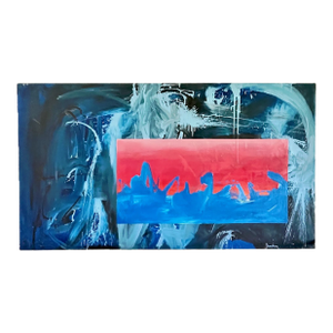 Vintage Large Signed "Engulfed Ocean Sunset" Abstract Painting