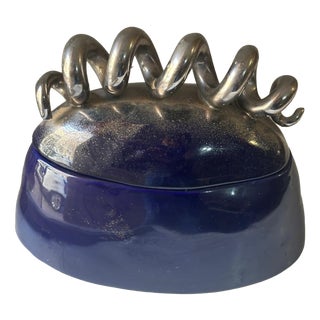 Postmodern Sculptural Box in Glazed Ceramic, 1990s For Sale