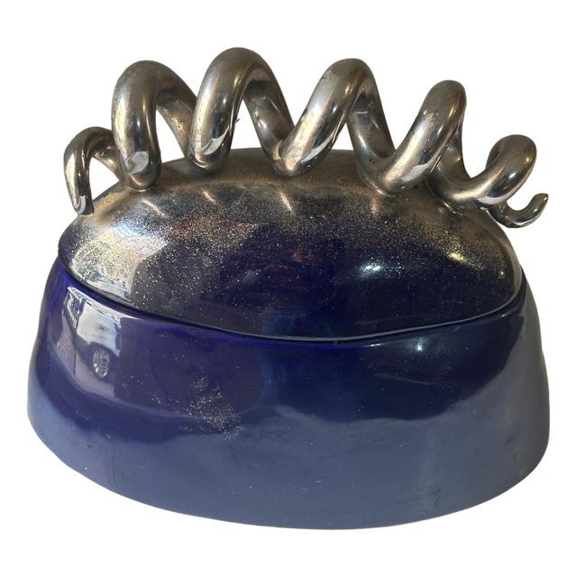 Postmodern Sculptural Box in Glazed Ceramic, 1990s For Sale