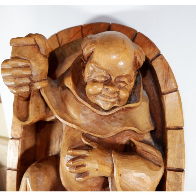 Vintage German Wood Carving Monk With Wine Glass For Sale In San Francisco - Image 6 of 10