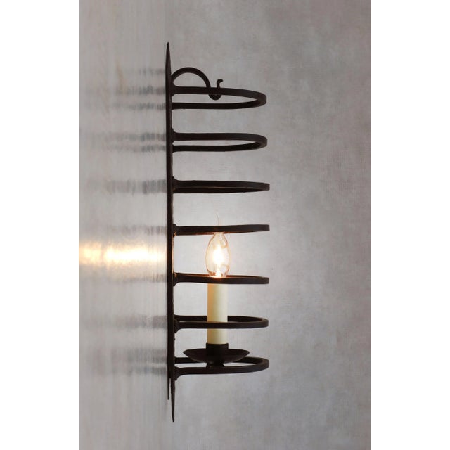 1900 - 1909 French Wrought Iron Caged Wall Light Sconce, 1900s For Sale - Image 5 of 9